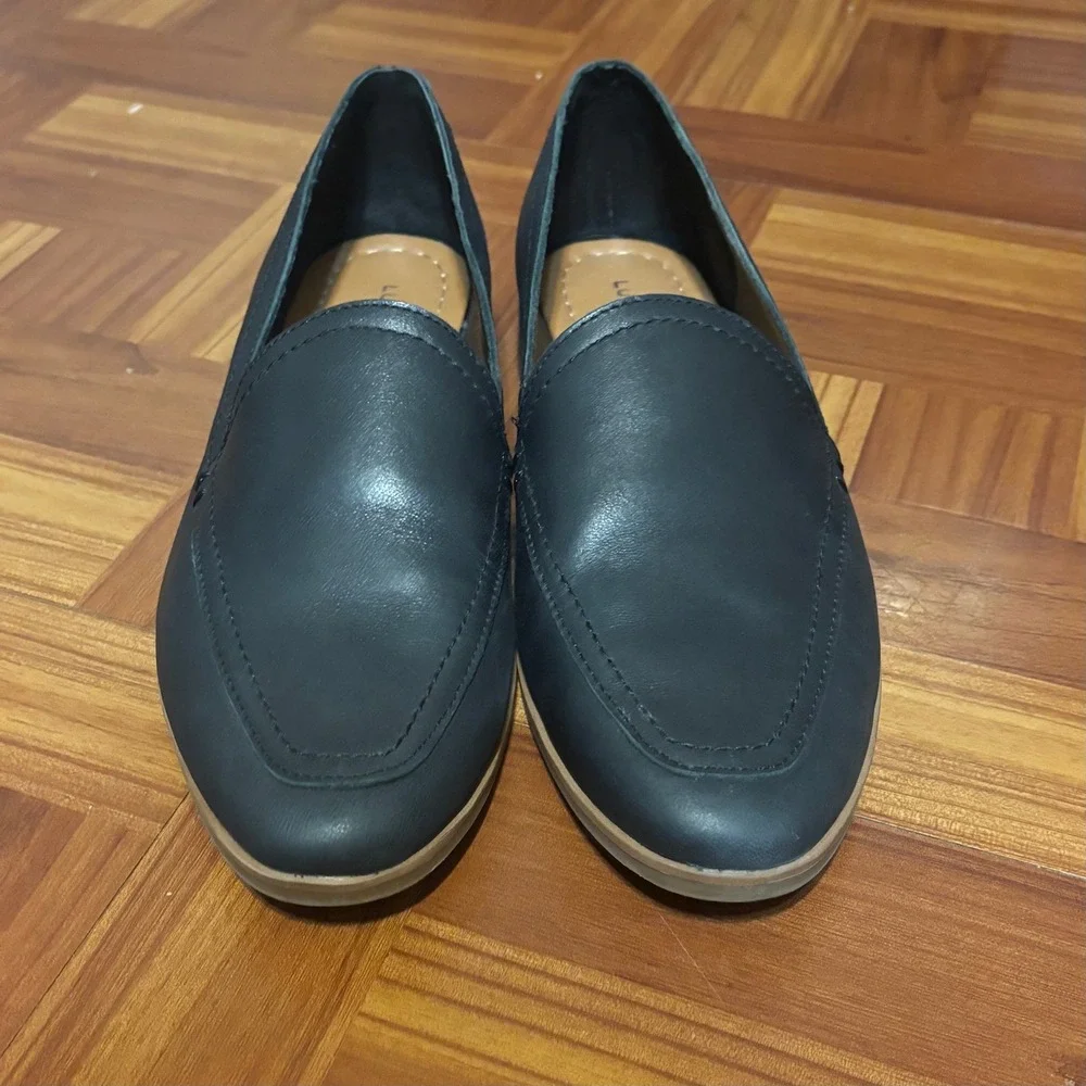 Lucky Brand Fiana Black Leather Loafers Flats Womens 8M  Professional‎